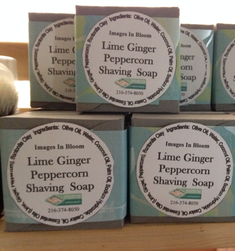Shave Soap in three flavors:  Lime Ginger Peppercorn,  Sandalwood and Bay Rum